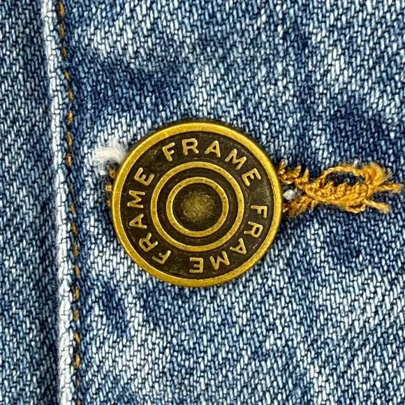 Frame Jeans Denim Jumper Trucker Pocket Dress Womens Sz XL Delaware - Picture 3 of 6